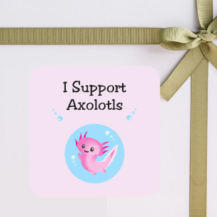 Niedlich Lila I unterstützen Axolotls Light Color Quadratischer Aufkleber