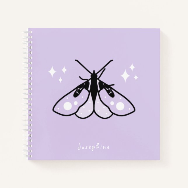 Niedlich-Lila-Moth-Notebook mit Namen Notizbuch (Vorderseite)