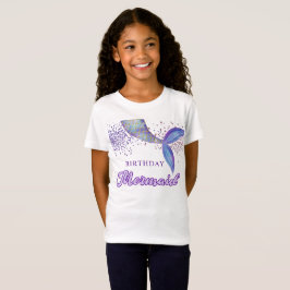 Niedlich Lila Pink Moderner Glitzer Mermaid Geburt T-Shirt