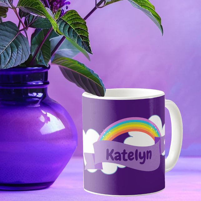 Niedlich Lila Regenbogen Hübsch Personalisiert Kaffeetasse (Von Creator hochgeladen)