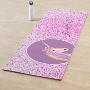 Niedlich Lila rosa Einhorn Mit Monogramm Kinder Yogamatte