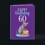 Niedlich Lila und Blue Sphynx Husband 60. Geburtst Karte<br><div class="desc">Niedlicher Lila und Blue Sphynx Husband 60. Geburtstag, ein lustiges und cooles Design für jeden, der eine einzigartige Geburtstagskarte für seinen Ehemann zum Geburtstag sucht. Das Design ist auffallend, es verfügt über eine niedliche Sphynxkatze mit Geburtstagstorte und bearbeitbaren Textinformationen. Wenn Sie Probleme mit der Anpassung der Vorlage haben, können Sie...</div>