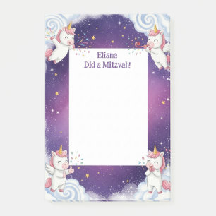 Niedlich Lila Unicorn Personalisiert Mitzvah Post-it Klebezettel