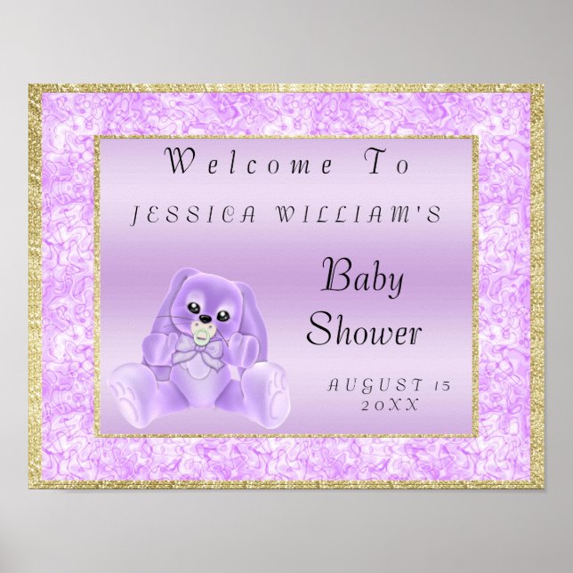 Niedlich Lilac Bunny "Welcome" Poster (Vorne)
