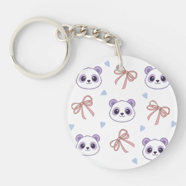 Niedlich Lilac Panda Pattern Schlüsselanhänger - K (Vorderseite)