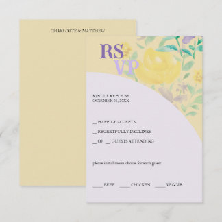 Niedlich Lilac Yellow Green Floral Aquarell RSVP Karte