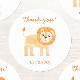 Niedlich Lion Dankeschön Datum Runder Aufkleber