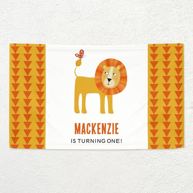 Niedlich Lion First Geburtstag Banner (Lion first birthday party personalized welcome banner)