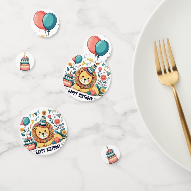 Niedlich Lion Happy Birthday Party Hat Confetti Konfetti (Gruppe)