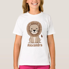 Niedlich Lion Kids Girls Name personalisierbar T-Shirt