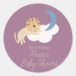 Niedlich Lion Moon Cloud Baby Dusche Runder Aufkleber