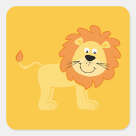 Niedlich Lion Orange Quadratischer Aufkleber
