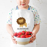 Niedlich Lion Personalisiert Kinderschürze<br><div class="desc">Die Schürze dieser Kinder für Tierfreunde zeigt eine niedliche Löwenillustrierung. Personalisieren Sie es mit dem Namen Ihres Kindes in schwarzen Buchstaben. Eine großartige Schürze für Jungen oder Mädchen!</div>