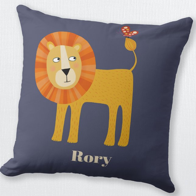 Niedlich Lion Personalisiert Kissen (Personalized custom name lion throw pillow)
