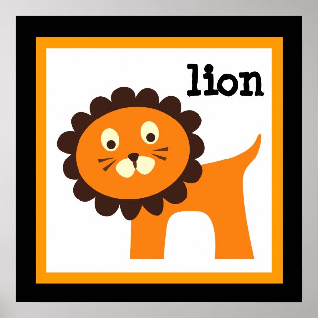 Niedlich Lion Safari Animals Baby Kinderzimmer Kid Poster (Vorne)