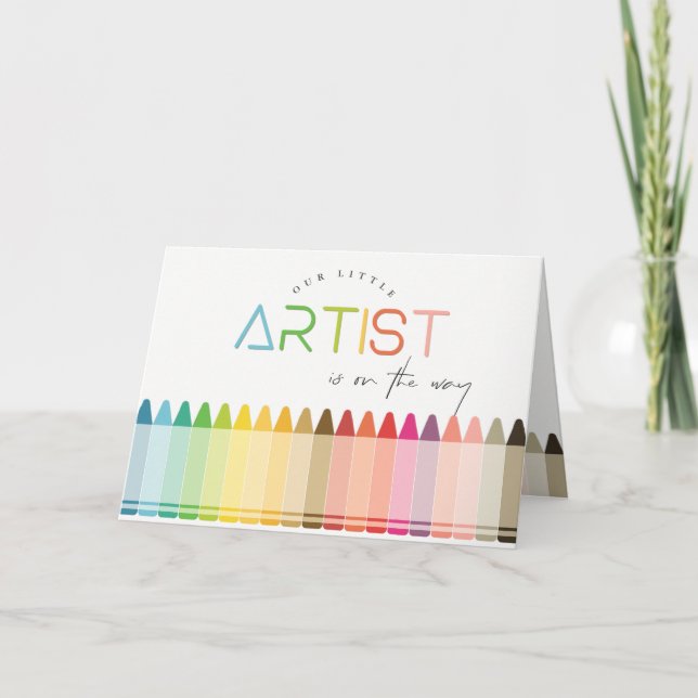 Niedlich Little Artist Crayon Fun Rainbow Baby Dus Dankeskarte (Vorderseite)