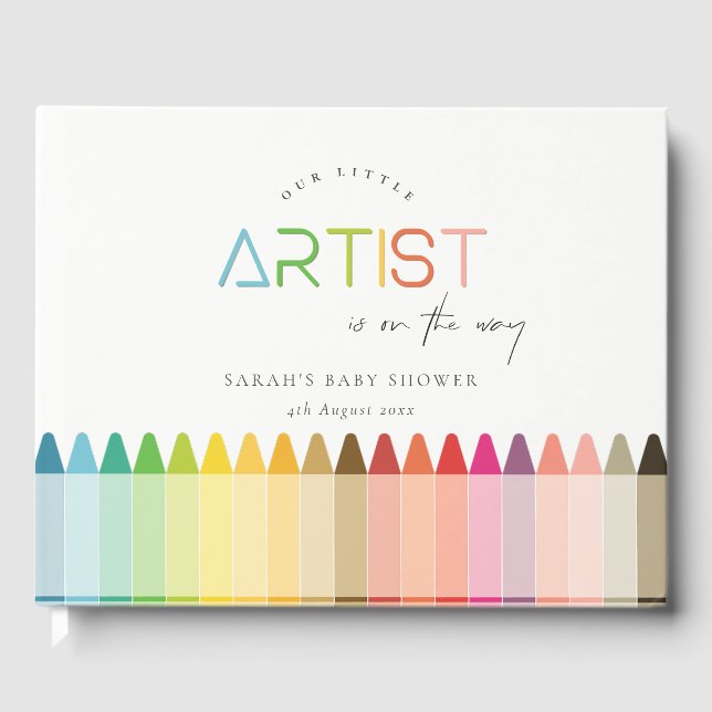 Niedlich Little Artist Crayon Fun Rainbow Baby Dus Gästebuch (Vorderseite)