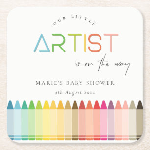 Niedlich Little Artist Crayon Fun Rainbow Baby Dus Rechteckiger Pappuntersetzer