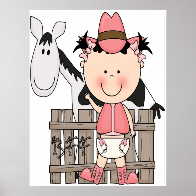 Niedlich Little Baby Cowgirl Poster Print (Vorne)