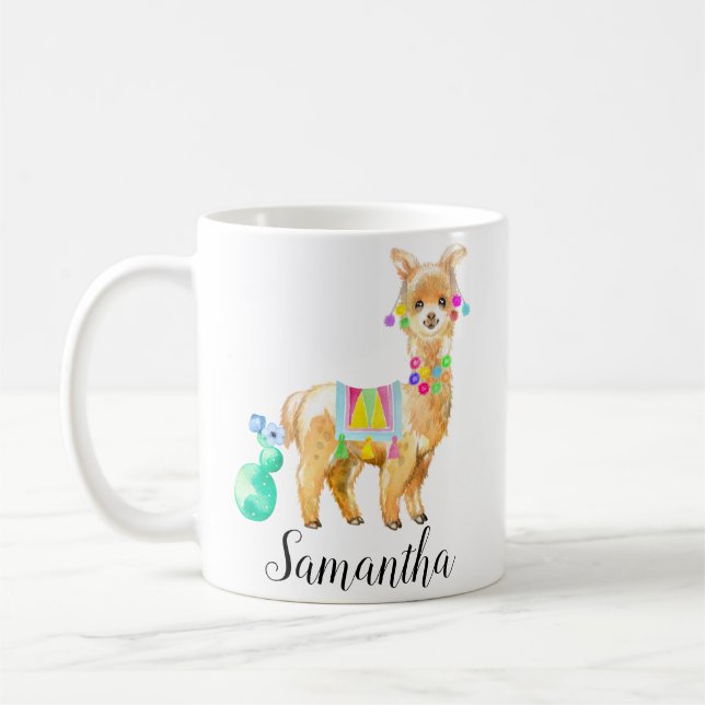 Niedlich Little Baby Llama Personalisiert Kaffeetasse (Links)