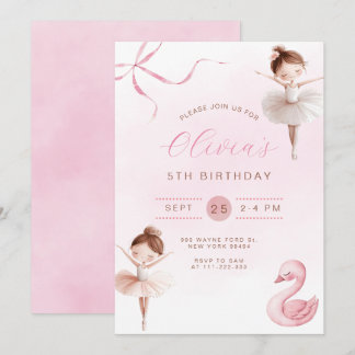 Niedlich Little Ballerina Girl Geburtstag Einladung