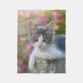 Niedlich Little Bicolor Kitten Fluffy Foto Cat Lov Fleecedecke
