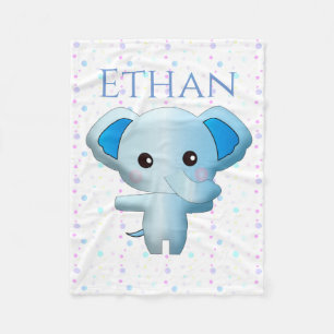 Niedlich Little Blue Boy Elephant Fleecedecke