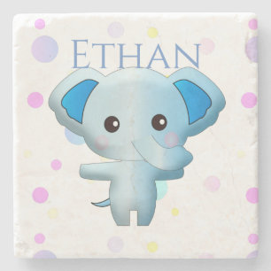 Niedlich Little Blue Boy Elephant Steinuntersetzer