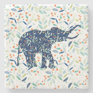 Niedlich Little Blue Elephant Botanische Wasserfar Steinuntersetzer