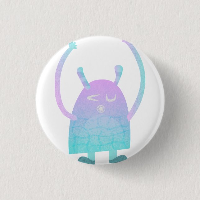 Niedlich Little Blue Monster Button (Vorderseite)