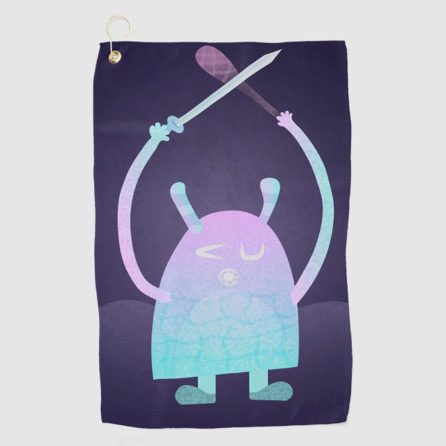 Niedlich Little Blue Monster Golfhandtuch (Vorderseite)