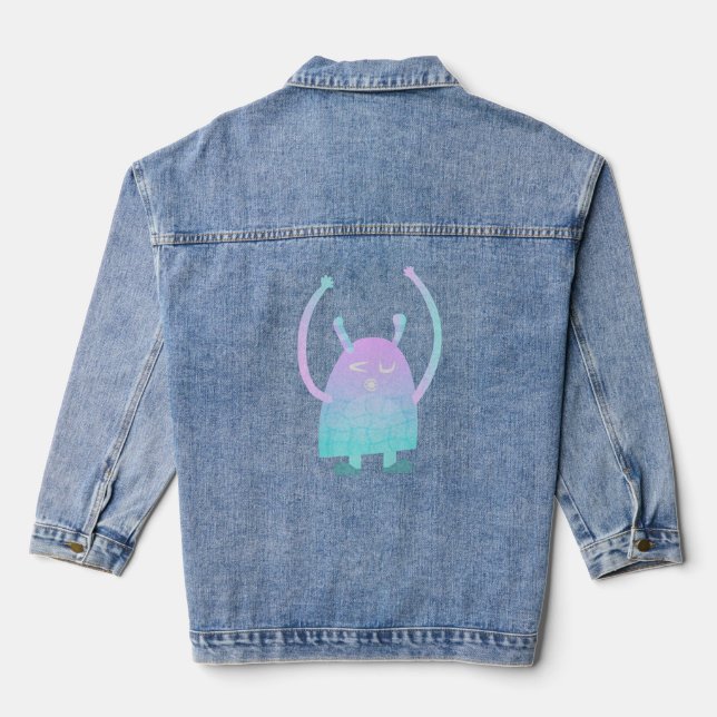 Niedlich Little Blue Monster Jeansjacke (Rückseite)