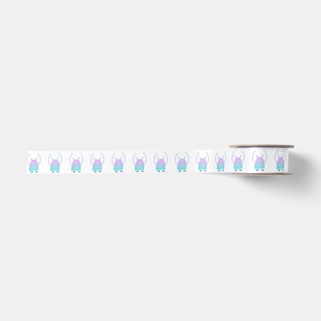 Niedlich Little Blue Monster Satinband (Vorderseite)