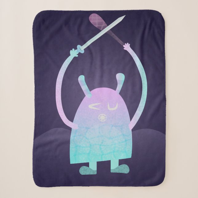 Niedlich Little Blue Monster Sherpadecke (Vorderseite)