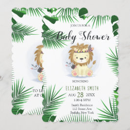 Niedlich Little Boho Lion Baby Boy Dusche Einladung