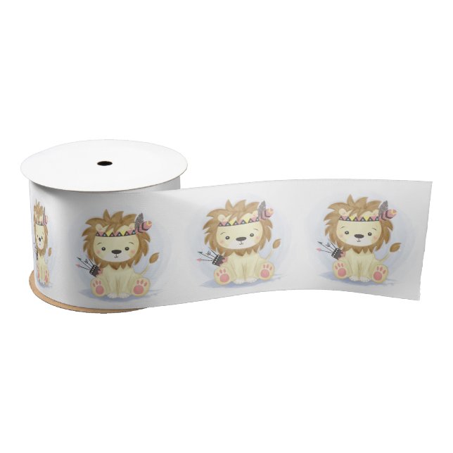 Niedlich Little Boho Lion Baby Dusche Satinband (Spule)