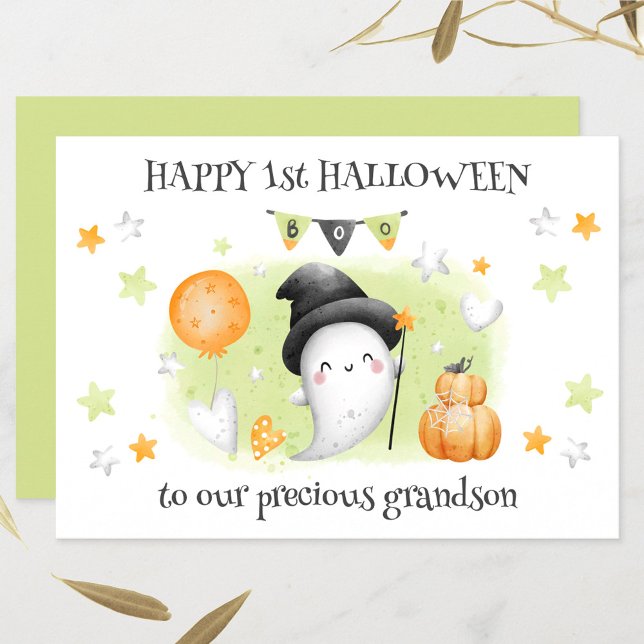 Niedlich Little Boo Baby Ghost 1. Halloween-Card Ankündigung (Cute Little Boo Baby Ghost 1st Halloween Card)