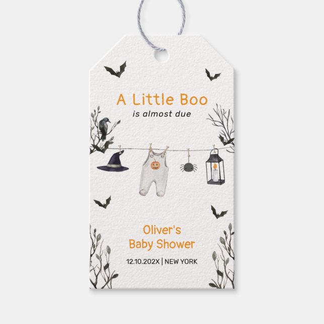 Niedlich Little Boo Clothesline Babydusche Geschenkanhänger (Vorderseite)