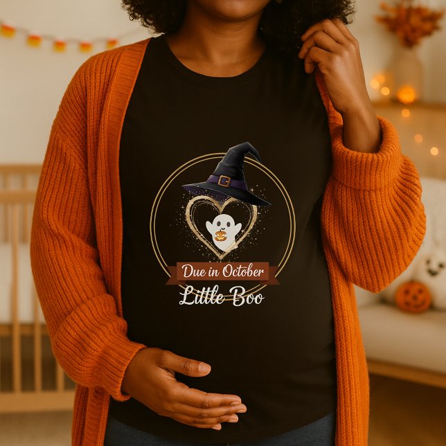 Niedlich Little Boo Due im Oktober Halloween Pregn T-Shirt (Von Creator hochgeladen)
