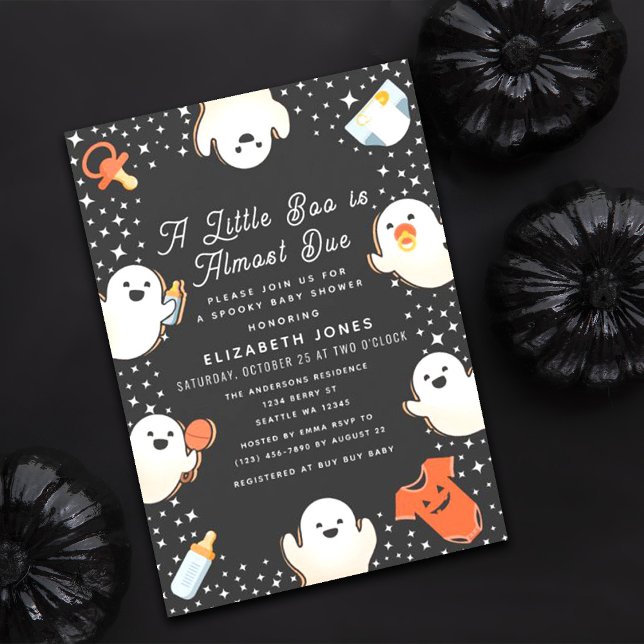 Niedlich Little Boo Halloween Ghost Baby Dusche Einladung (Von Creator hochgeladen)