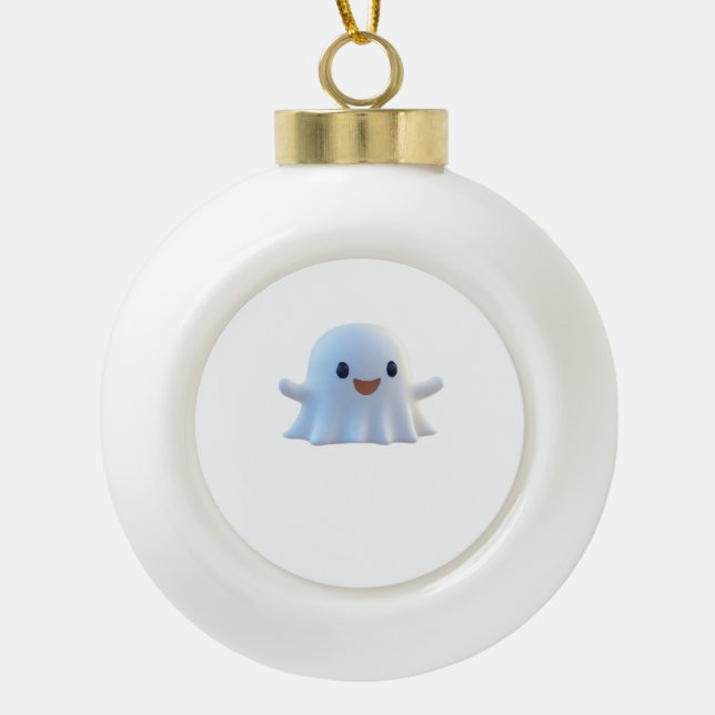 Niedlich Little Boo Retro Graphic Keramik Kugel-Ornament (Vorderseite)