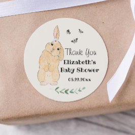 Niedlich Little Bunny Baby Dusche Vielen Dank Runder Aufkleber
