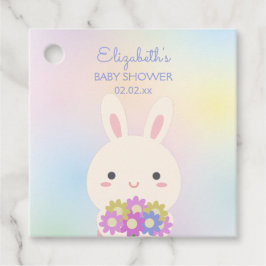 Niedlich Little Bunny & Blume Baby Girl Dusche Par Geschenkanhänger