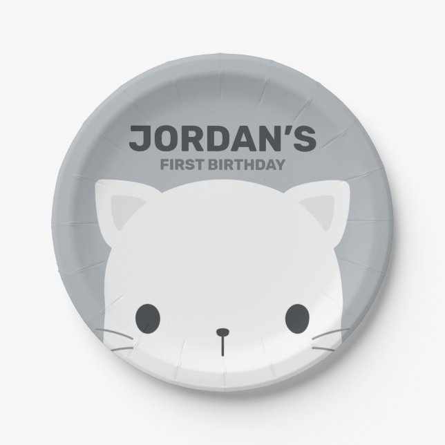 Niedlich Little Cat Geburtstag Pappteller (Vorderseite)