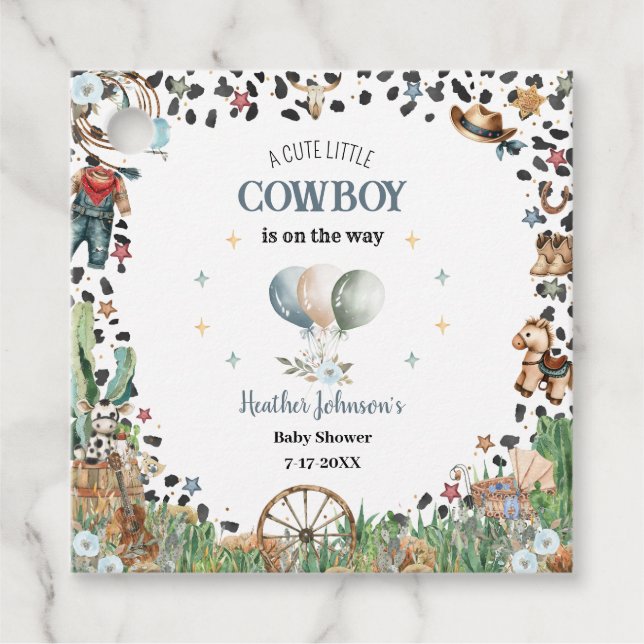 Niedlich Little Cowboy Western Wasserfarbe Kinderd Geschenkanhänger (Vorderseite)