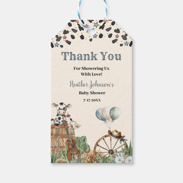 Niedlich Little Cowboy Western Wasserfarbe Kinderd Geschenkanhänger (Vorderseite)