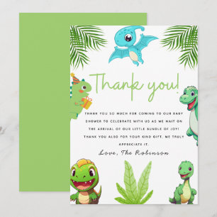 Niedlich Little Dino Baby Dusche Dankeskarte