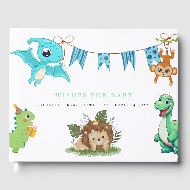 Niedlich Little Dino Baby Dusche Gästebuch (Vorderseite)