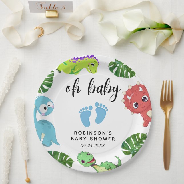 Niedlich Little Dino Baby Dusche Pappteller (Hochzeit)