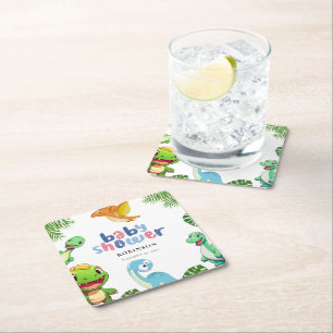 Niedlich Little Dino Baby Dusche Rechteckiger Pappuntersetzer